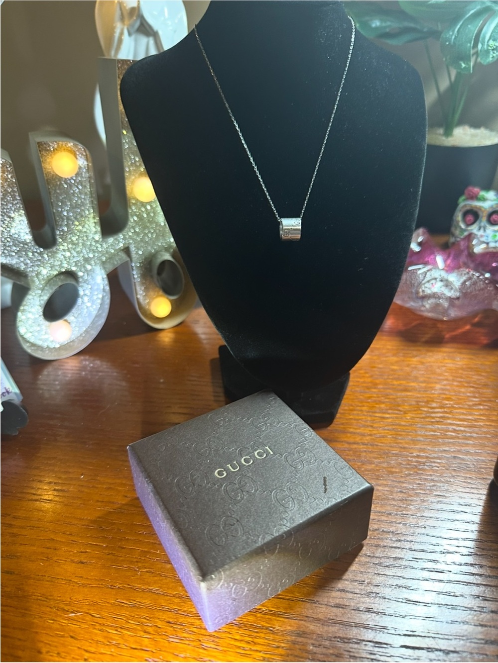 Fashion G G silver Engraved Barrel Pendant Necklace tested at local jeweler SS - Picture 3 of 5